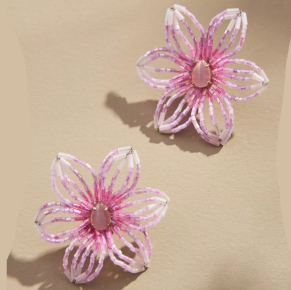 Anthropologie Jewelry - Anthropologie Small Beaded Post Earrings in Pink